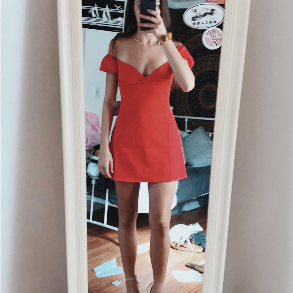 REVOLVE red off the shoulder mini dress